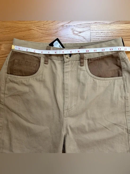 Rag And Bone Light Tan Charlie Cotton Cropped Two Tone Pants - Picture 13 of 14